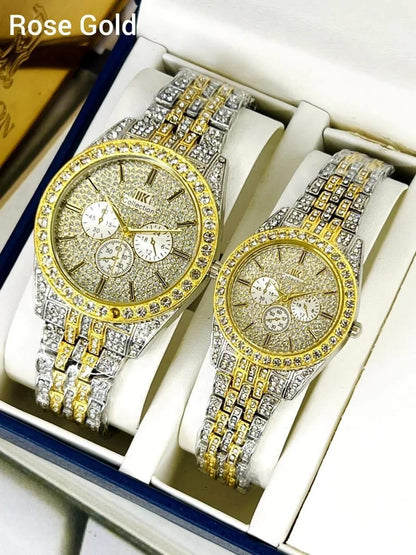 Stainless Steel Diamond Stone Couple Watches