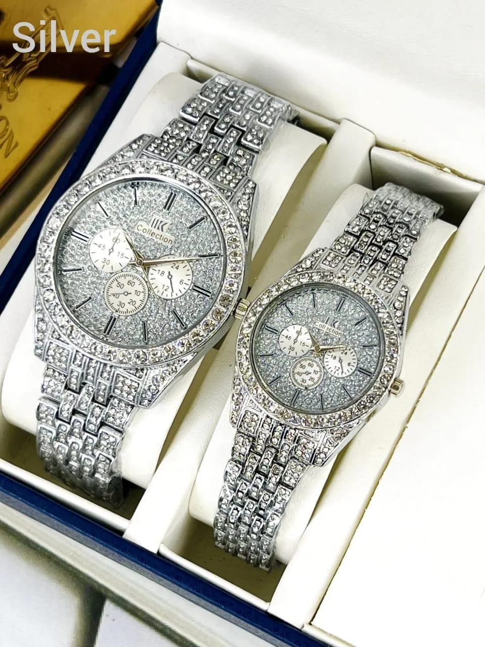 Stainless Steel Diamond Stone Couple Watches